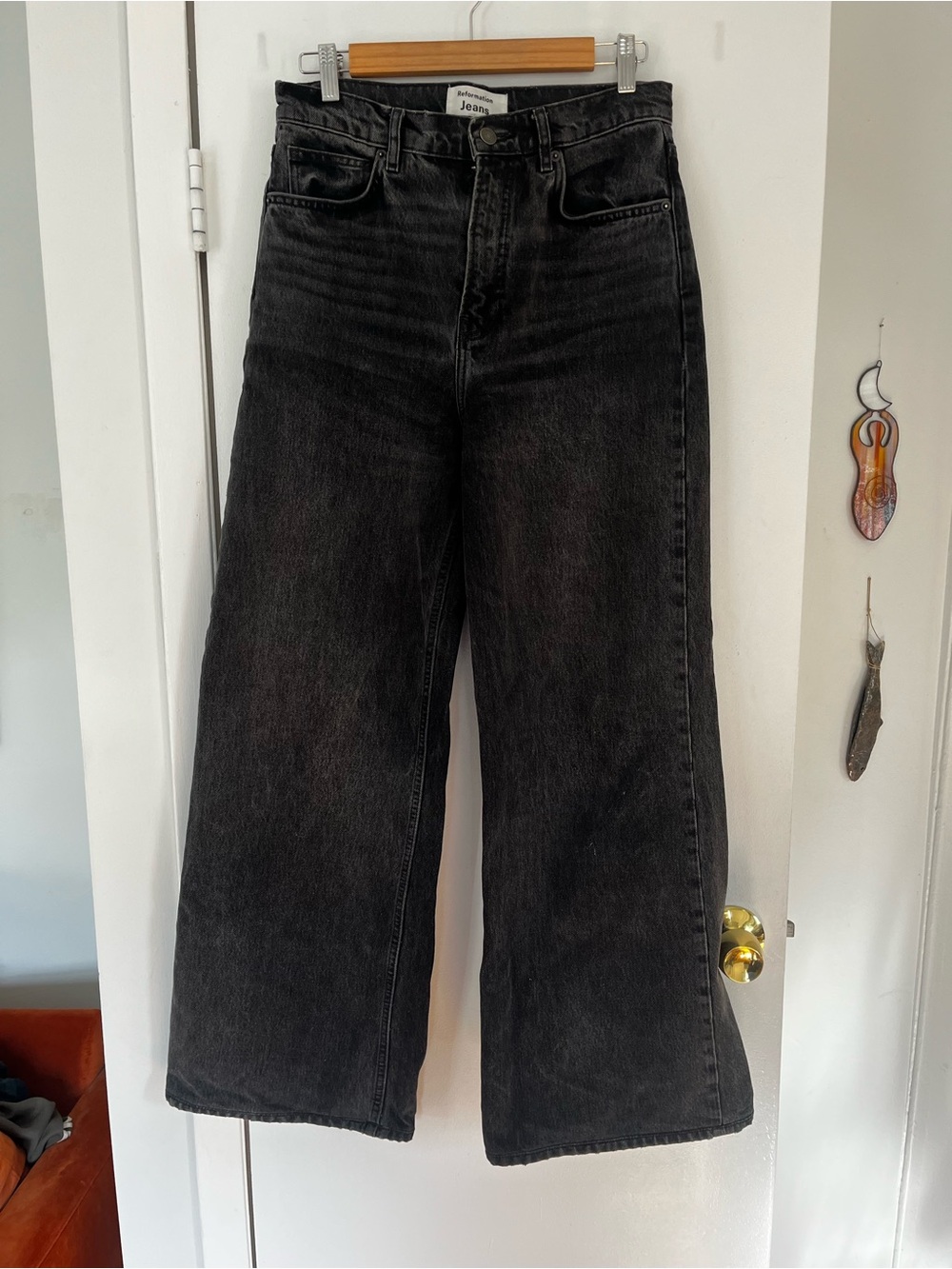 Reformation Cary High-Rise Wide-Leg Jeans - Black